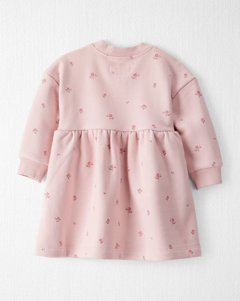 Baby Girl French Terry Dress Made with Organic Cotton in Blush Petals Print