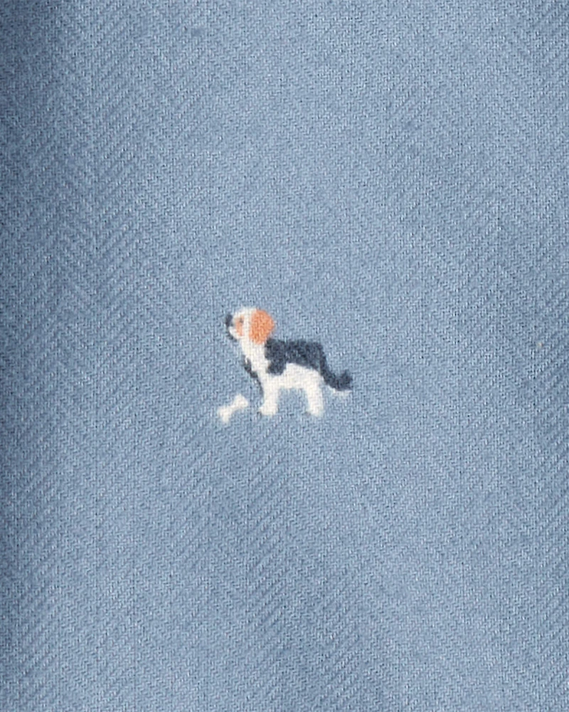 Baby Boy Dog Print Button-Down Shirt - Blue