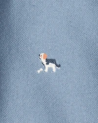 Baby Boy Dog Print Button-Down Shirt - Blue