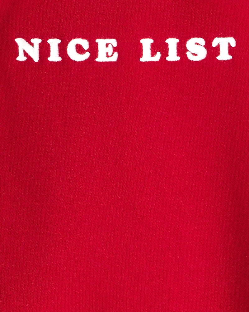 Toddler Boy DayDream Fleece Christmas Nice List Long-Sleeve Pullover Sweatshirt - Red