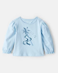 Baby Girl Metallic Princess Wand Long-Sleeve Graphic Tee - Blue