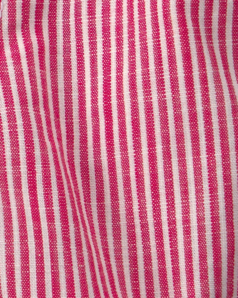 Toddler Girl Hickory Stripe Shorts - Red/Ivory