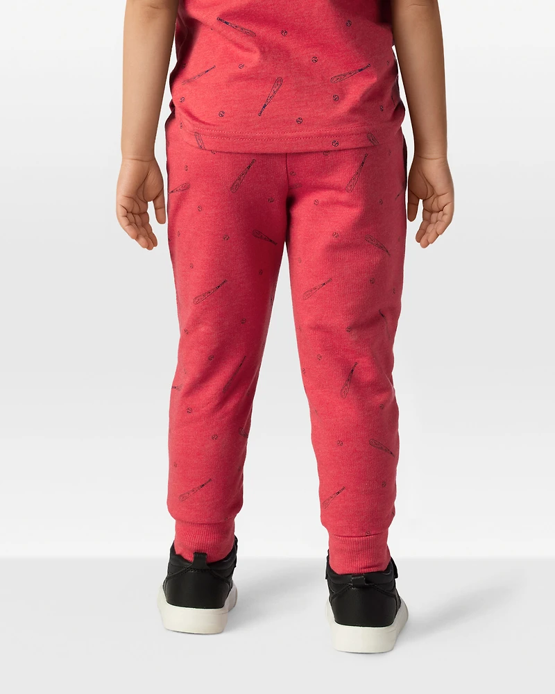 Toddler Boy Baseball French Terry Jogger - Red