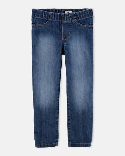 Girls Medium Wash Pull-On Skinny-Leg Jegging