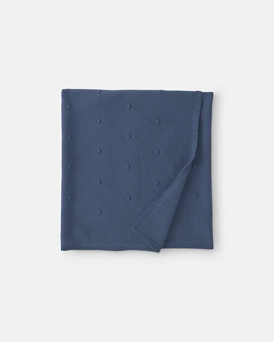 Baby Boy Knit Dot Blanket - Navy Blue