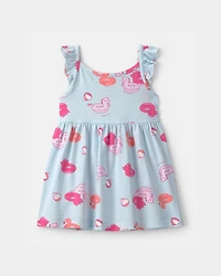 Baby Girl Pool Floatie Ruffle-Sleeve Dress - Blue