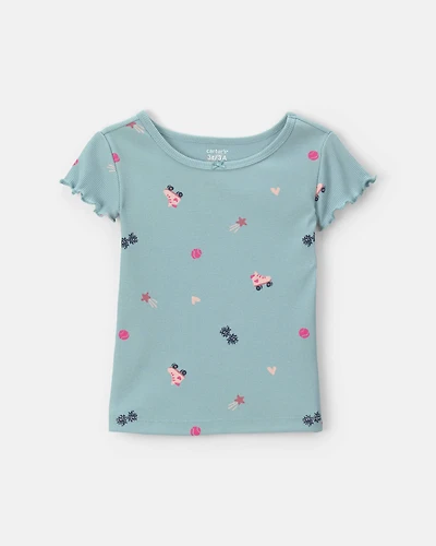 Toddler Girl Roller Skate Rib Top - Blue