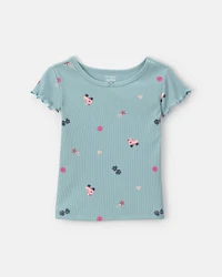 Toddler Girl Roller Skate Rib Top - Blue