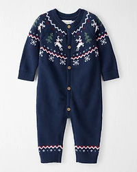 Baby Organic Cotton Fair Isle Sweater Knit Jumpsuit