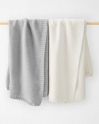 Baby Organic Cotton Signature Stitch Blanket in Cream