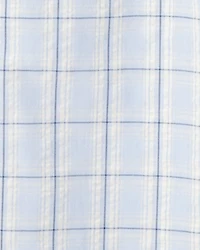 Girls Plaid Smocked Jumpsuit - Blue