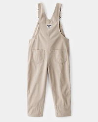 Toddler Lightweight Floral-Lined Canvas Overalls - Khaki
