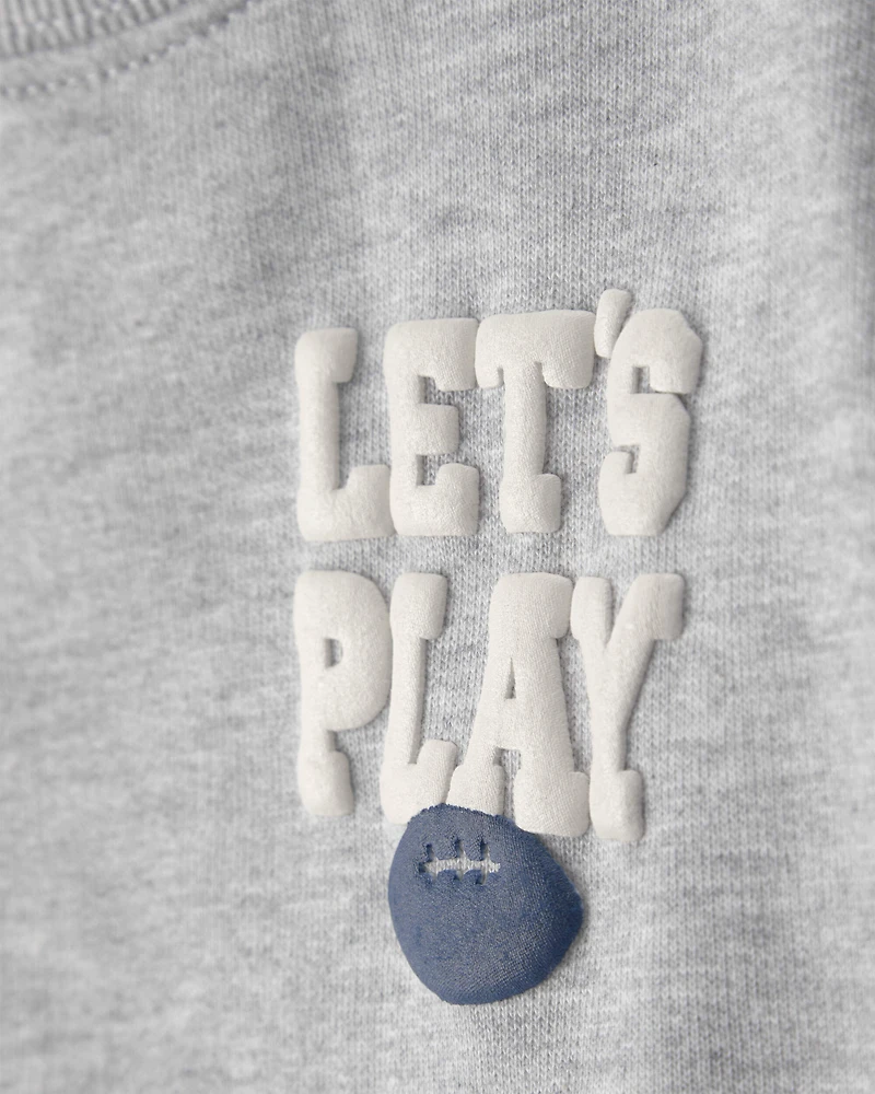 Baby Boy Varsity French Terry Sweatshirt & Pant Set - Grey/Navy