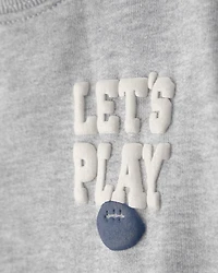 Baby Boy Varsity French Terry Sweatshirt & Pant Set - Grey/Navy