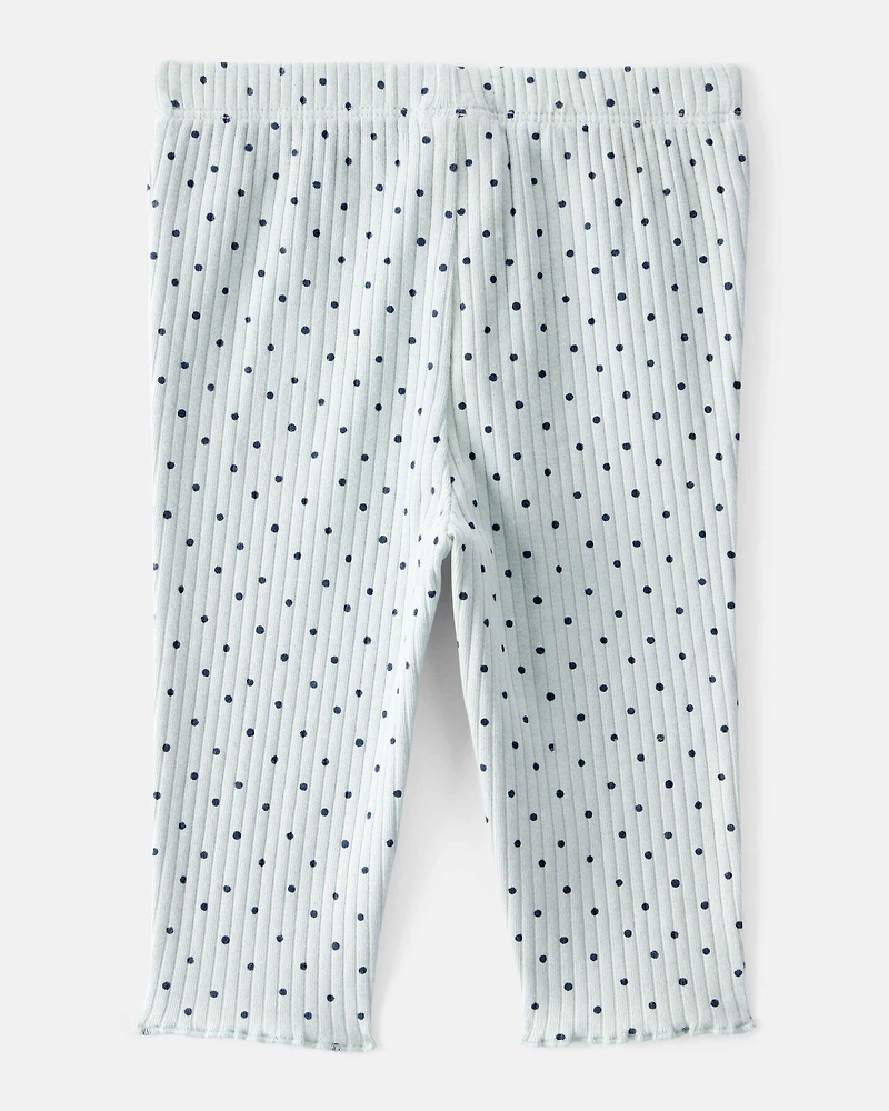 Baby Girl Polka Dot Print Cotton Pull-On Pants - Blue