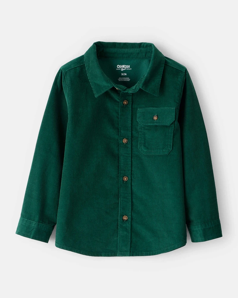 Toddler Boy Corduroy Long-Sleeve Button-Down Shirt - Green