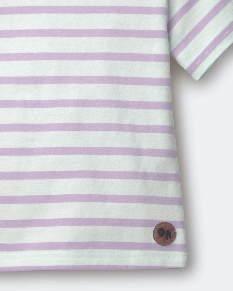 Toddler Relaxed Tee in Stripes- Blue/Purple