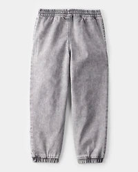 Kid Tapered Iconic Denim Drawstring Joggers -  Volcano Wash