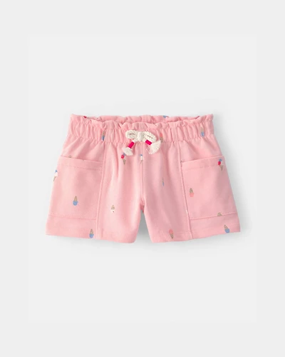 Baby Girl Ice Cream French Terry Shorts - Pink
