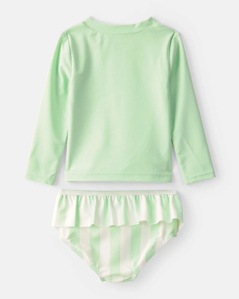 Baby Girl 2-Piece 'Vacay Mode' Rashguard Swimsuit Set - Green