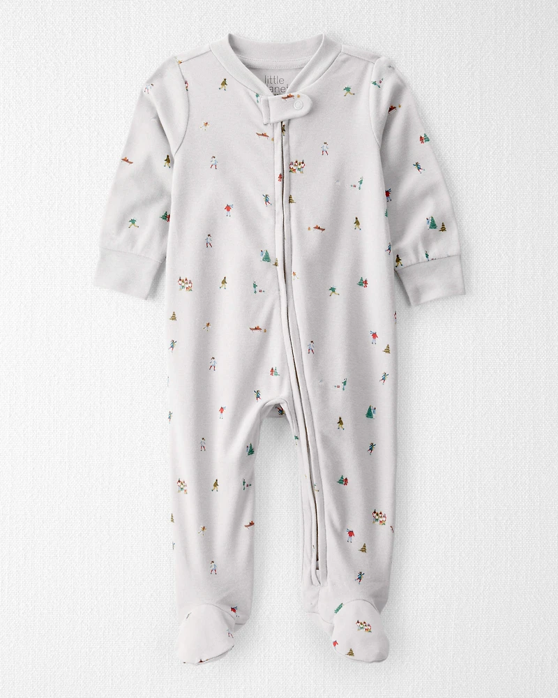 Baby Organic Cotton Sleep & Play Pajamas in Frosted Trail Print