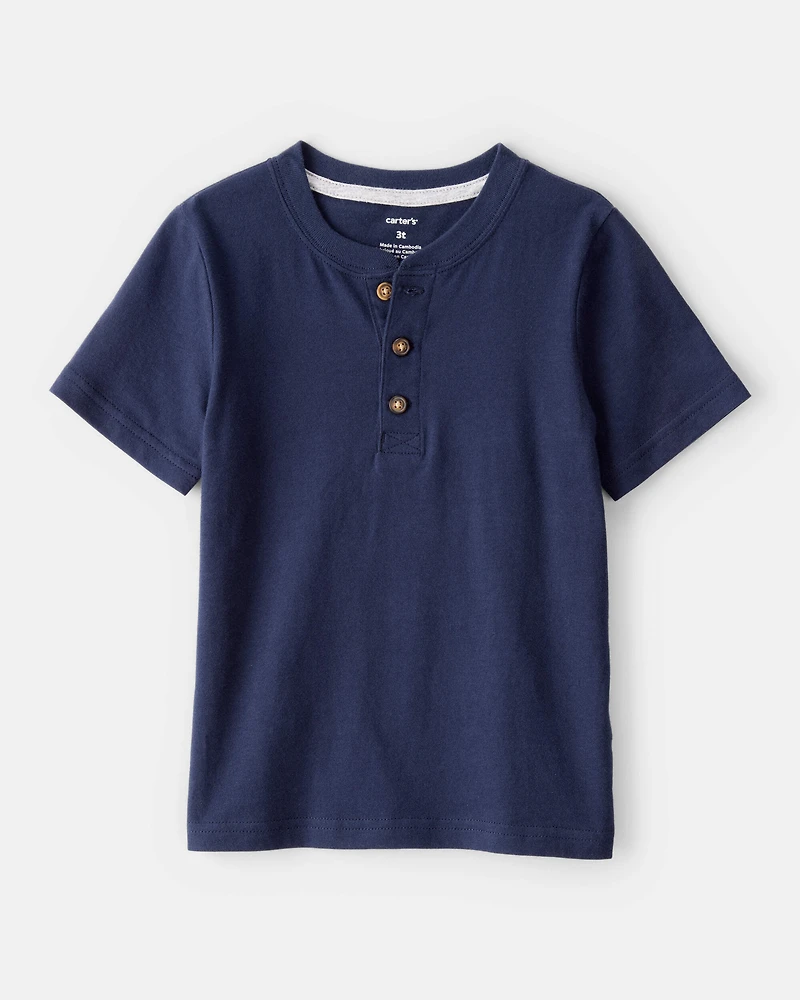 Toddler Boy Short-Sleeve Henley Tee - Navy