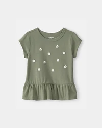 Baby Girl Floral Embroidered Top - Green