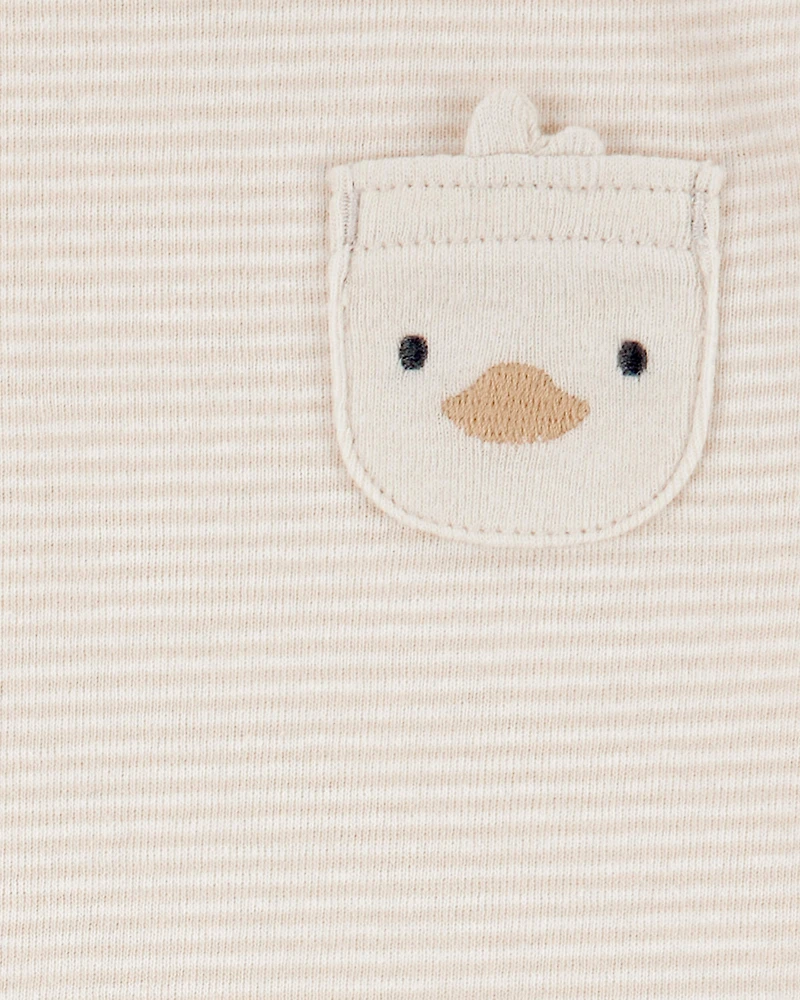 Baby 4-Piece Striped Duck Outfit Set - Brown
