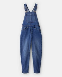 Girls Denim Sleeveless Overalls - Blue