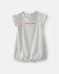 Baby Girl 'Momma's Mini' Short-Sleeve Romper - Grey