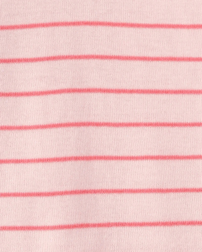 Baby Girl Ladybug Striped 100% Cotton Snug Fit 1-Piece Pajama Set - Pink