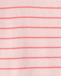 Baby Girl Ladybug Striped 100% Cotton Snug Fit 1-Piece Pajama Set - Pink
