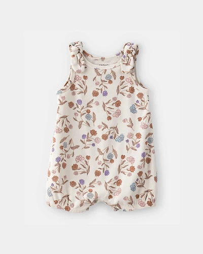 Baby Girl Floral Sleeveless Romper - Ivory