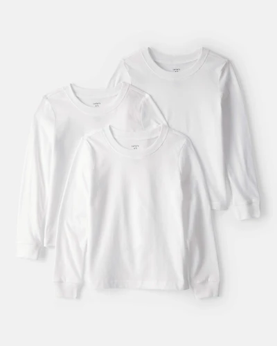 Boys 3-Pack Long-Sleeve Undershirts - White