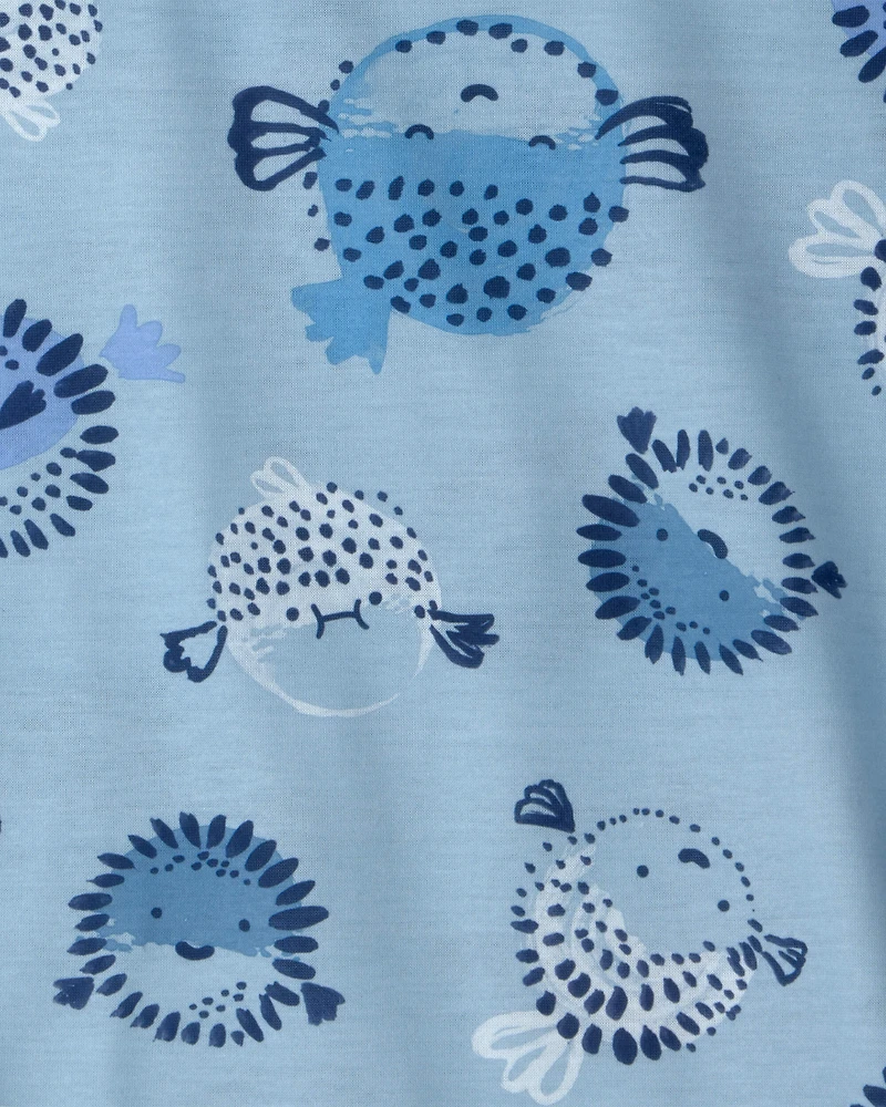 Toddler Boy 2-Piece Puffer Fish Short-Sleeve Pajama Set - Blue