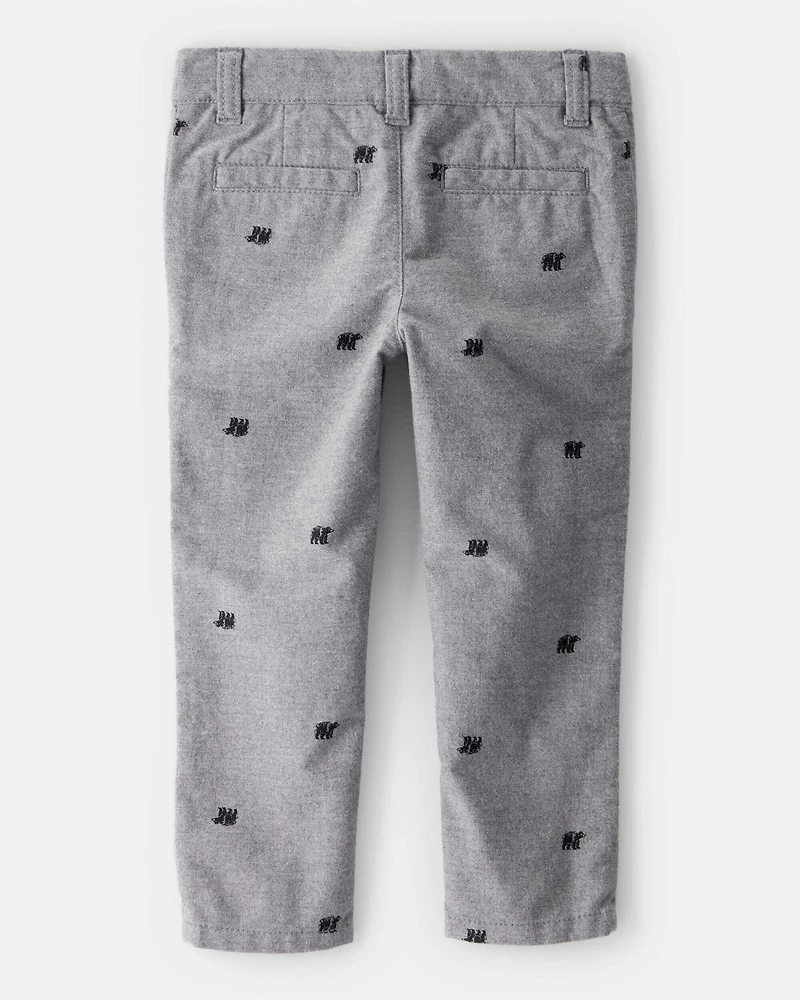 Toddler Boy Bear Print Dress Pants - Grey