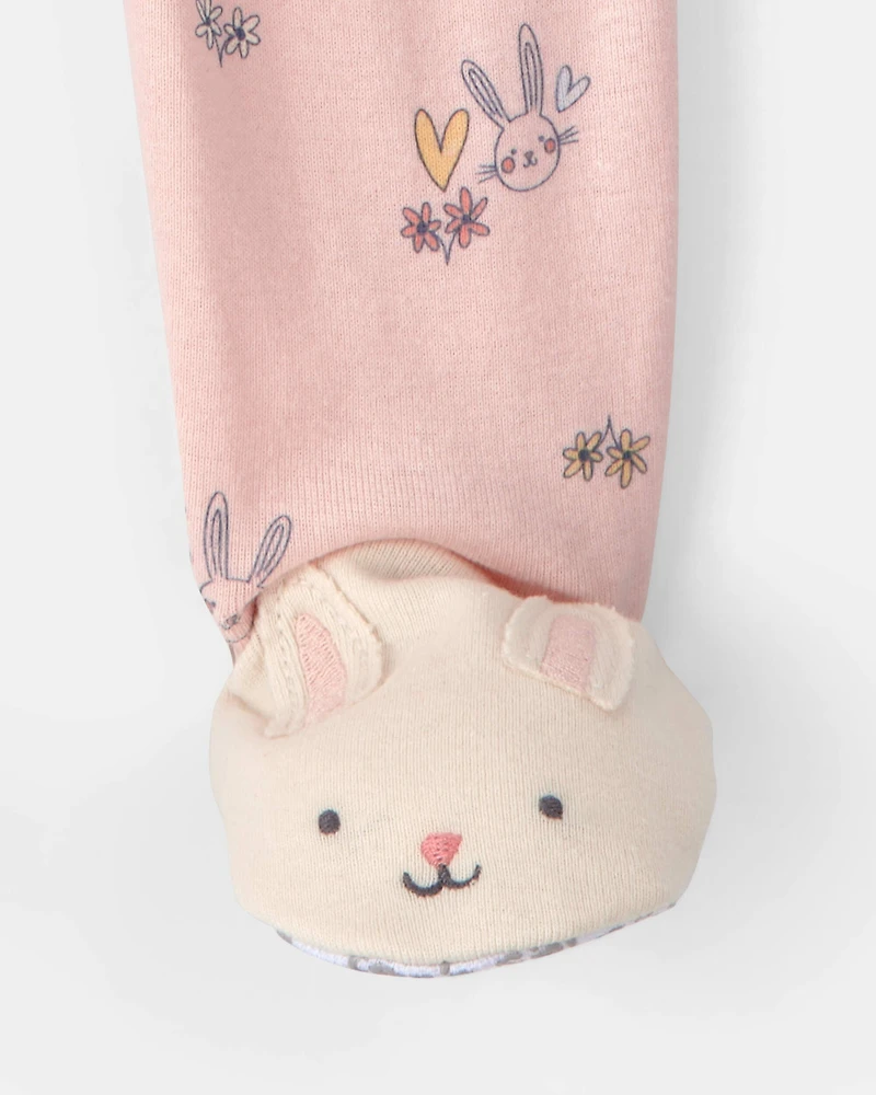 Baby Girl Easter Bunny 100% Cotton Snug Fit 1-Piece Pajama Set - Pink