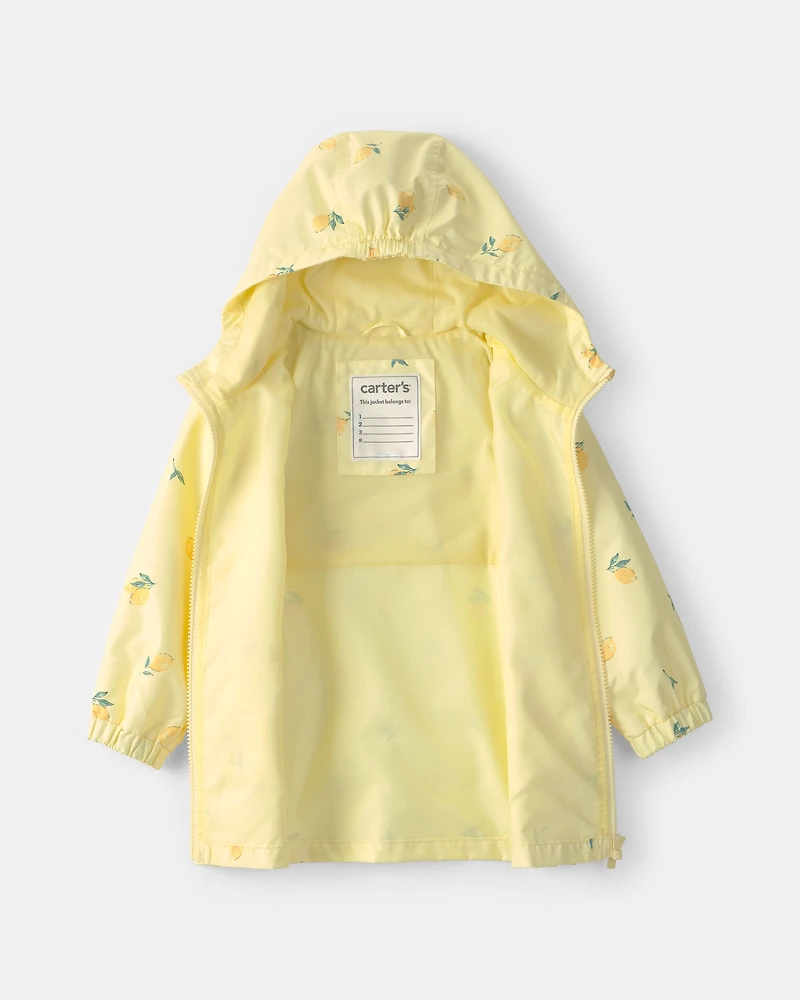 Toddler Girl Lemon Raincoat - Yellow