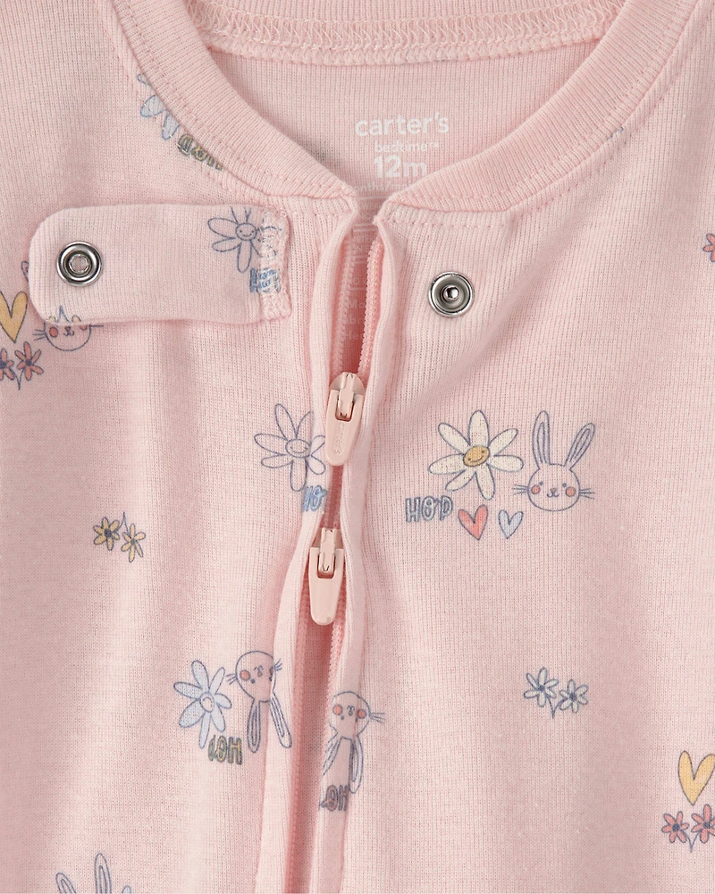 Baby Girl Easter Bunny 100% Cotton Snug Fit 1-Piece Pajama Set - Pink