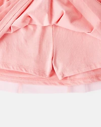 Toddler Girl Bow Long-Sleeve Top & Tulle Skort Set - Pink