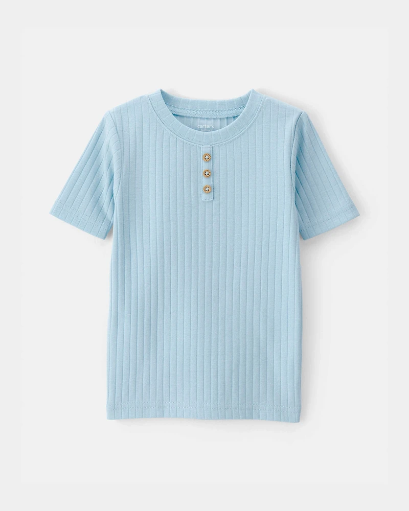 Toddler Boy Rib Snug Fit 2-Piece Pajama Set - Blue
