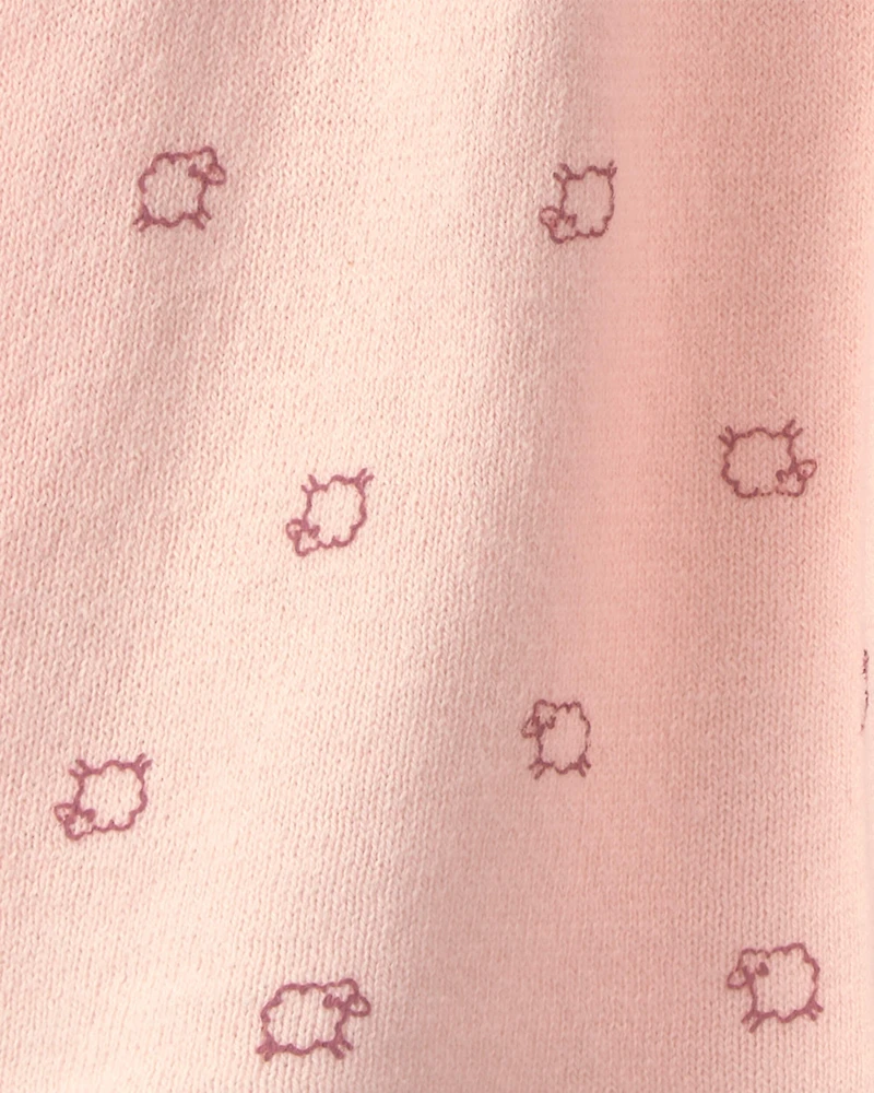 Baby Girl 2-Piece Sheep Long-Sleeve Dress Set - Pink/Cream