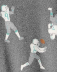 Boys Football Print Loose Fit Long-Sleeve Zip-Up 1-Piece Pajamas