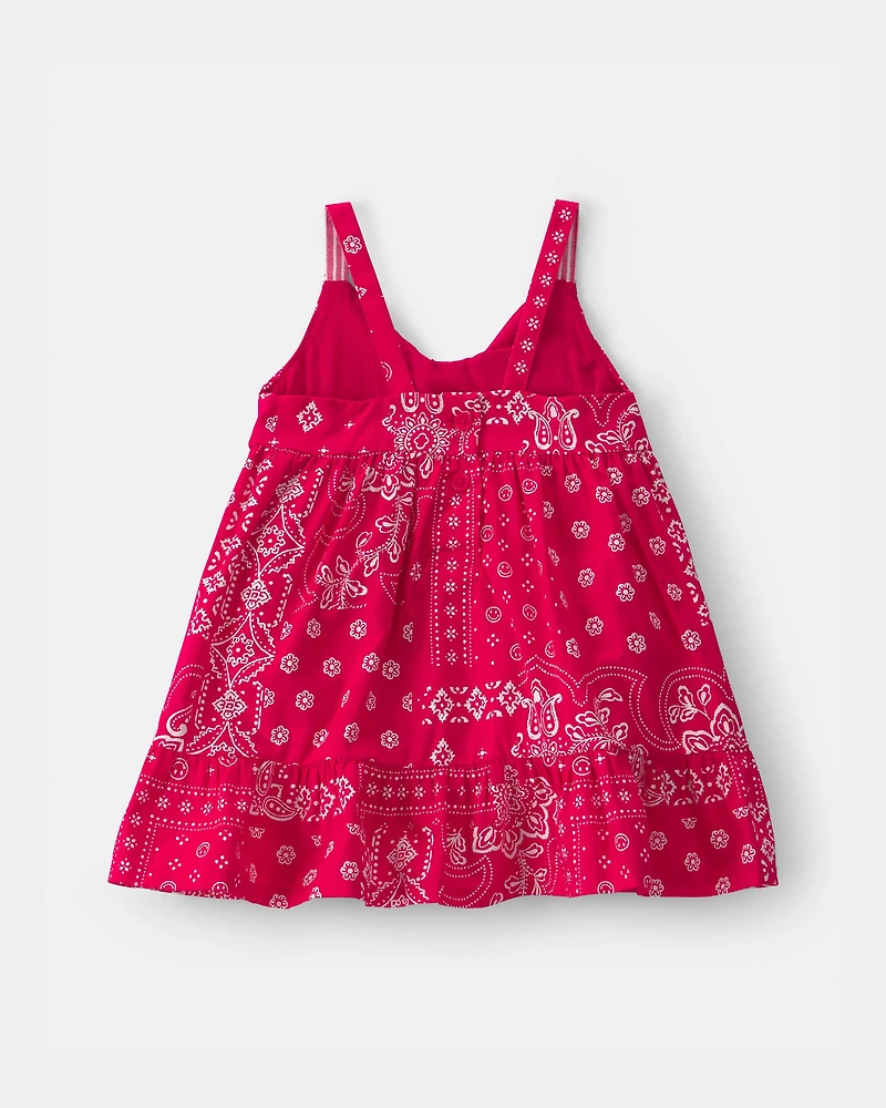 Baby Girl Bandana Sleeveless Dress - Red