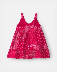 Baby Girl Bandana Sleeveless Dress - Red