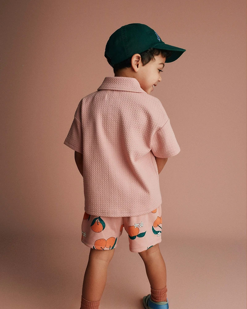 Toddler Boy Button-Down Short-Sleeve Shirt - Light Pink