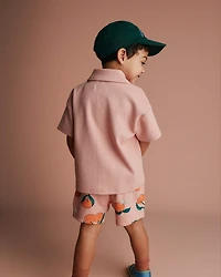 Toddler Boy Button-Down Short-Sleeve Shirt - Light Pink