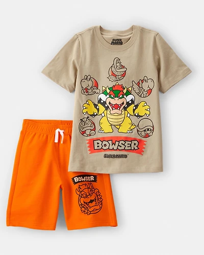 Boys 2-Piece Bowser Outfit Set - Brown/Orange