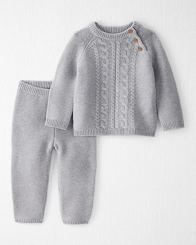 Baby 2-Piece Organic Cotton Cable Knit Sweater Set