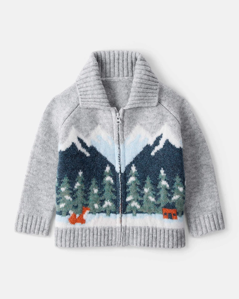 Baby Boy Mountain Print Long-Sleeve Sweater - Grey